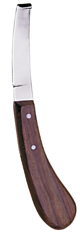 Left-Handed Hoof Knife With Wooden Handle